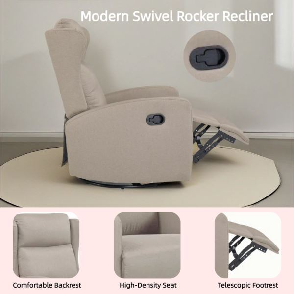 Gray Aria Cushioned Recliner - Image 5