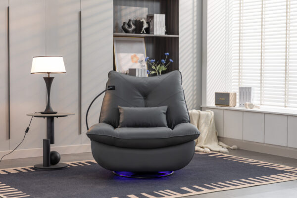 41.3'' Wide Rocker Faux Leather Chaise Lounge with USB Port & Phone Stand