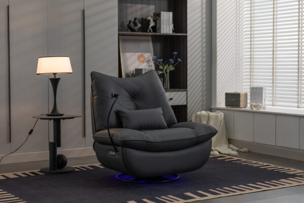 41.3'' Wide Rocker Faux Leather Chaise Lounge with USB Port & Phone Stand - Image 3