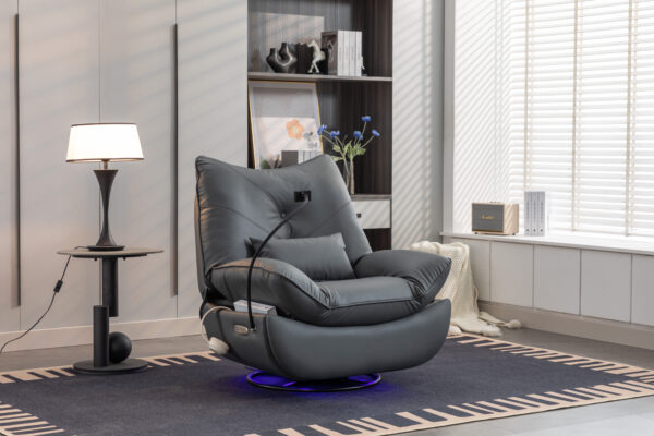 41.3'' Wide Rocker Faux Leather Chaise Lounge with USB Port & Phone Stand - Image 5