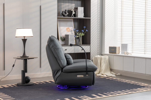 41.3'' Wide Rocker Faux Leather Chaise Lounge with USB Port & Phone Stand - Image 4