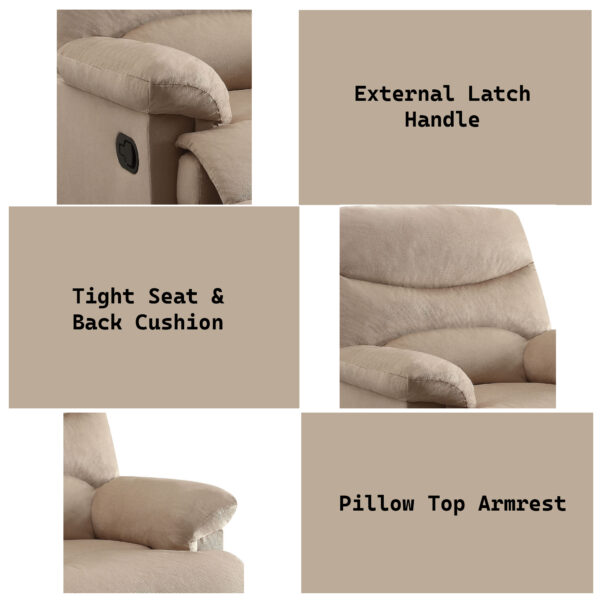 Beige Luna Plush Recliner - Image 3