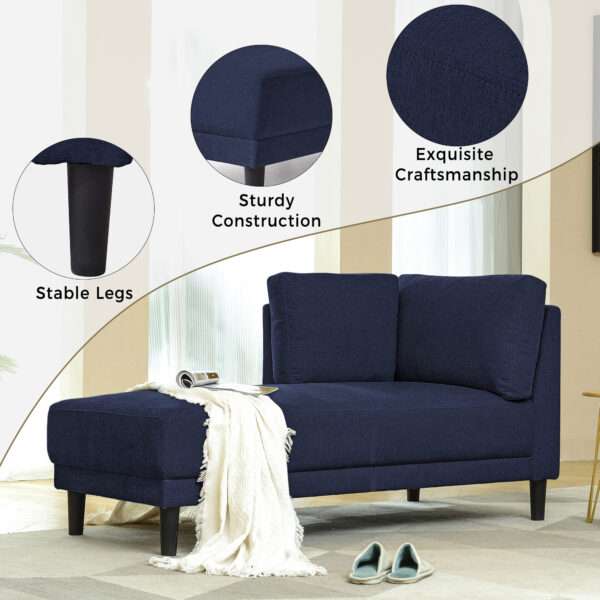 65" Mid-Century Modern Linen Fabric Corner Lounge Chair - Image 3