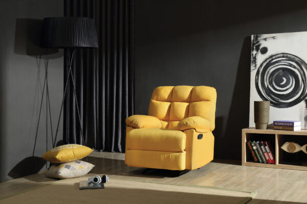 Modern Yellow Padded Arm Recliner